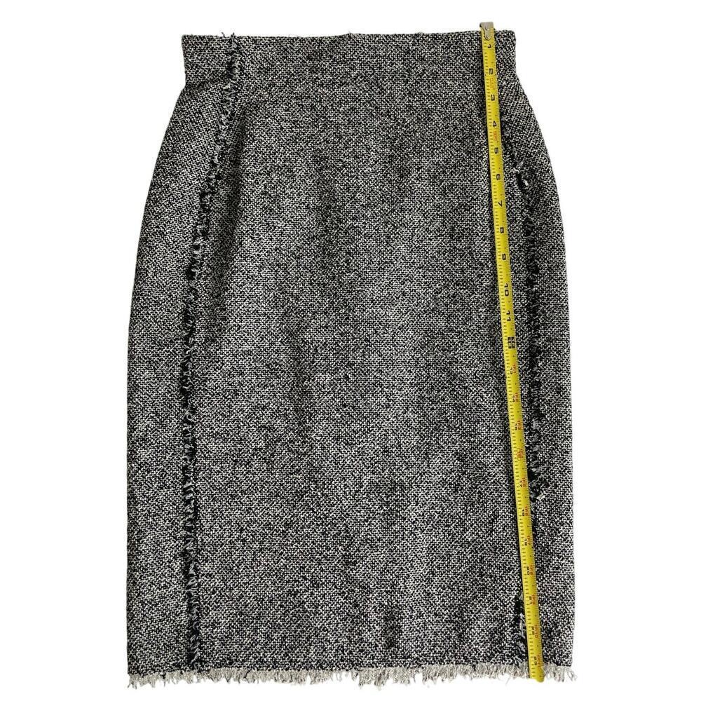 REBECCA‎ TAYLOR SKIRT A LINE PENCIL GRAY/BLACK SZ 0 TRIM HEM FRINGE AESTHETIC - Picture 3 of 13